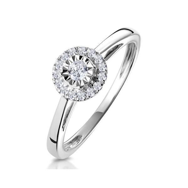Masami Diamond Engagement Ring 0.20ct Pave Set Halo in 9K White Gold - Image 1