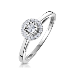 Masami Diamond Engagement Ring 0.20ct Pave Set Halo in 9K White Gold