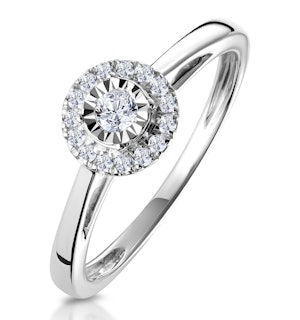 Masami Diamond Engagement Ring 0.20ct Pave Set Halo in 9K White Gold