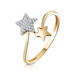 Diamond 2 Stars Ring in 9K Gold From Stellato Collection SIZE L