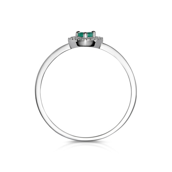 Emerald and Diamond Stellato Heart Ring in 9K White Gold - Image 2