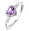 Halo Amethyst and Diamond Stellato Heart Ring in 9K White Gold - image 1