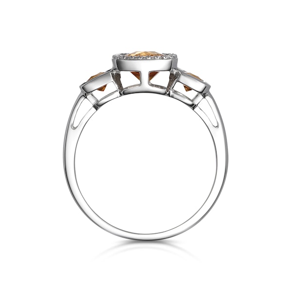 Halo 1.26ct Citrine and Diamond Stellato Ring in 9K White Gold - Image 2
