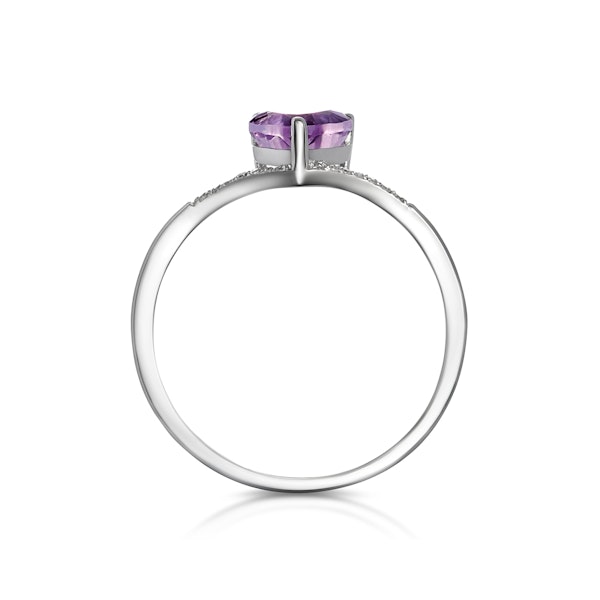 Heart Amethyst and Diamond Stellato Ring in 9K White Gold - Image 2