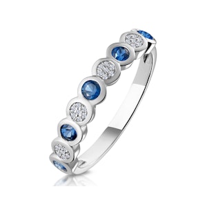 Stellato Sapphire and Diamond Eternity Ring in 9K White Gold SIZE P