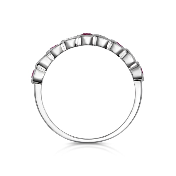 Stellato Ruby and Diamond Eternity Ring in 9K White Gold - Image 2