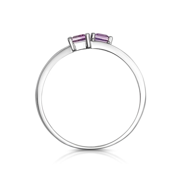 Twin Amethyst and Diamond Stellato Ring in 9K White Gold - Image 2