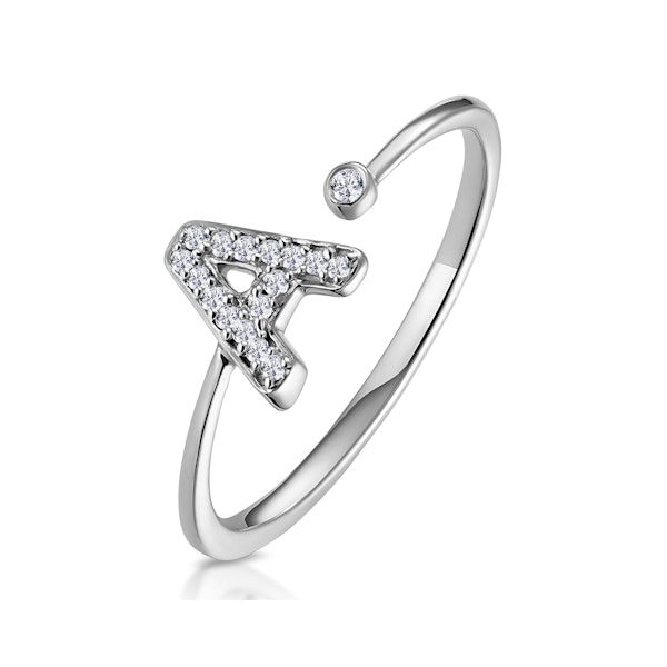 Lab Diamond Initial 'A' Ring 0.07ct Set in 925 Silver SIZE K S - Image 1