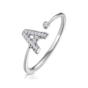 Lab Diamond Initial 'A' Ring 0.07ct Set in 925 Silver