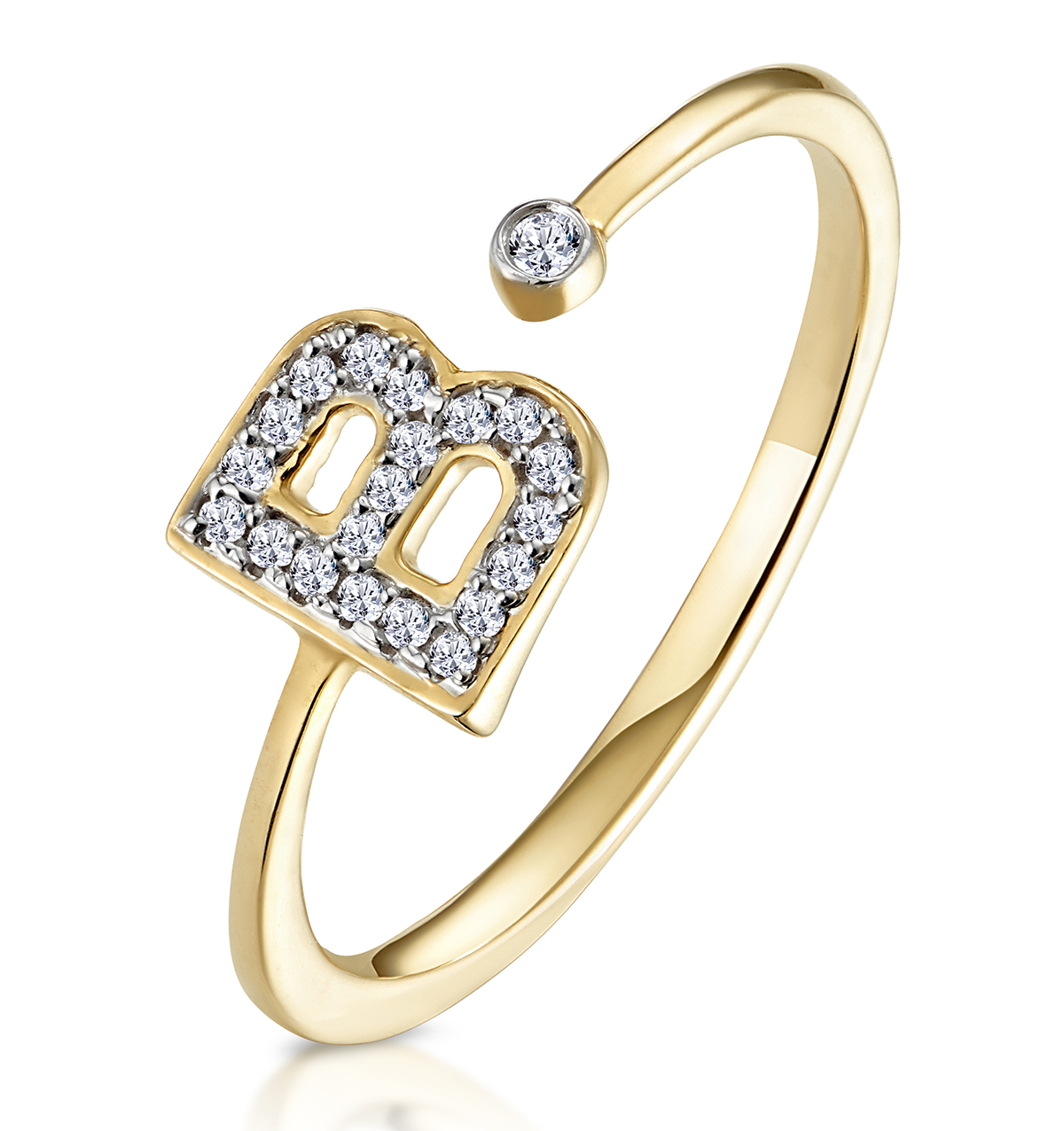 Diamond Initial B Ring 0.07ct set in 9K Gold Size Q