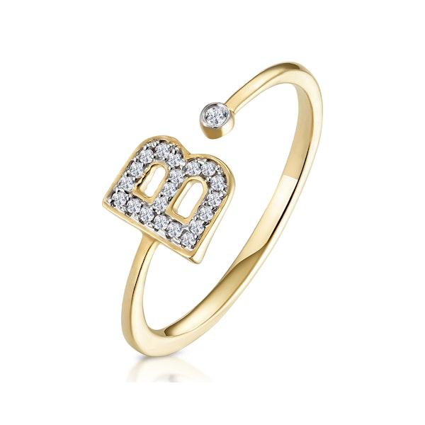 Diamond Initial 'B' Ring 0.07ct set in 9K Gold SIZE K Q - Image 1