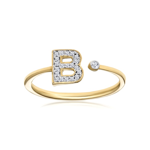 Diamond Initial 'B' Ring 0.07ct set in 9K Gold SIZE K Q - Image 2