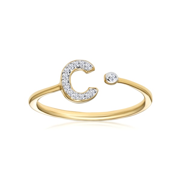 Diamond Initial 'C' Ring 0.07ct set in 9K Gold SIZE K - Image 2