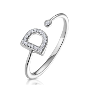 Lab Diamond Initial 'D' Ring 0.07ct Set in 925 Silver SIZES O P