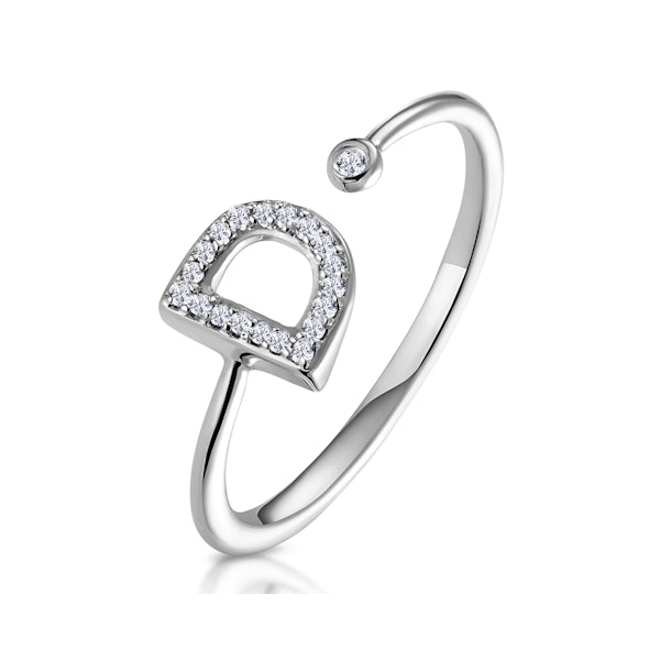 Lab Diamond Initial 'D' Ring 0.07ct Set in 925 Silver SIZES O P - Image 1