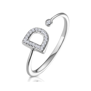 Lab Diamond Initial 'D' Ring 0.07ct Set in 925 Silver