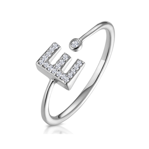 Lab Diamond Initial 'E' Ring 0.07ct Set in 925 Silver SIZE H J K M O P - Image 1