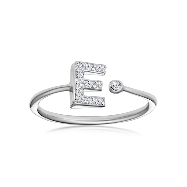 Lab Diamond Initial 'E' Ring 0.07ct Set in 925 Silver SIZE H J K M O P - Image 2