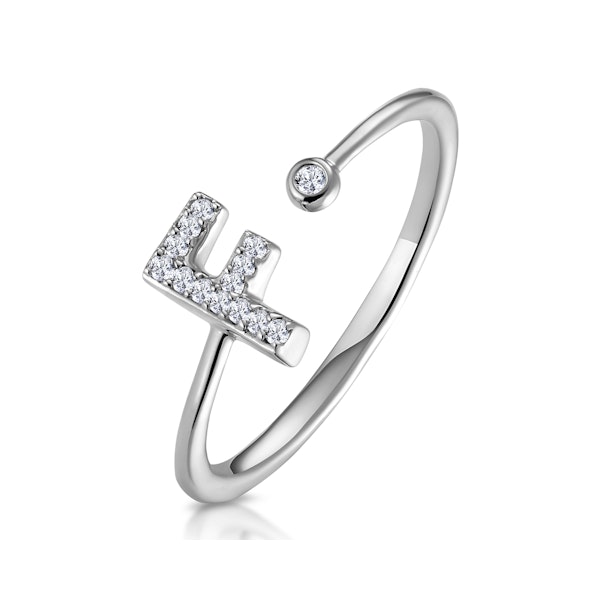 Diamond Initial 'F' Ring 0.07ct set in 9K White Gold SIZES AVAILABLE K L - Image 1