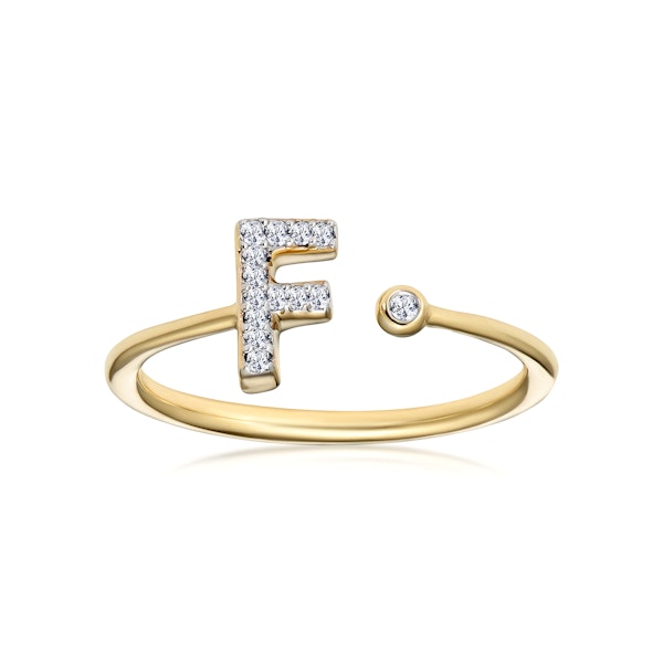 Diamond Initial 'F' Ring 0.07ct set in 9K Gold - Image 2