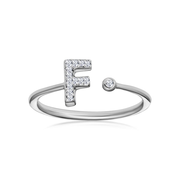 Diamond Initial 'F' Ring 0.07ct set in 9K White Gold SIZES AVAILABLE K L - Image 2