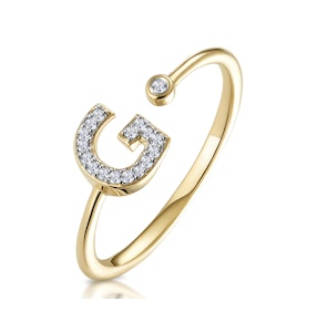 Diamond Initial 'G' Ring 0.07ct set in 9K Gold