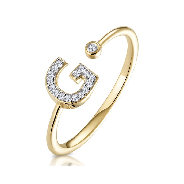Diamond Initial 'G' Ring 0.07ct set in 9K Gold - Image 1
