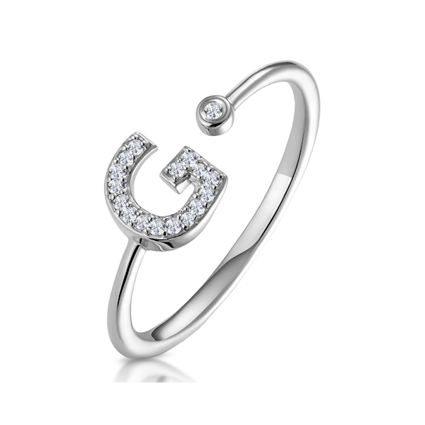 Lab Diamond Initial 'G' Ring 0.07ct Set in 925 Silver SIZE P - Image 1