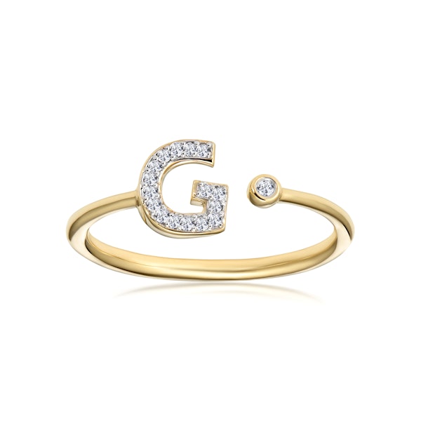 Diamond Initial 'G' Ring 0.07ct set in 9K Gold - Image 2