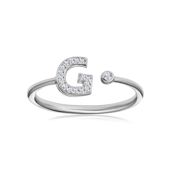 Lab Diamond Initial 'G' Ring 0.07ct Set in 925 Silver SIZE P - Image 2