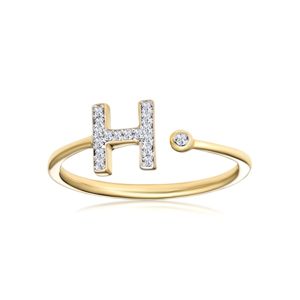 Diamond Initial 'H' Ring 0.07ct set in 9K Gold SIZE K - Image 2
