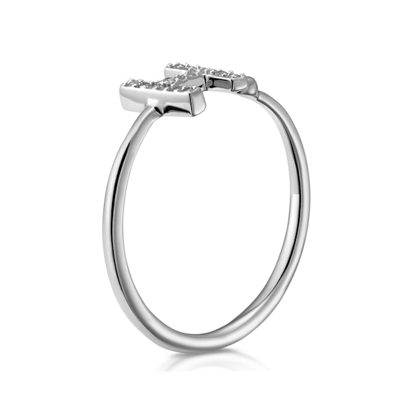 Diamond Initial 'H' Ring 0.07ct set in 9K White Gold SIZE J - Image 3