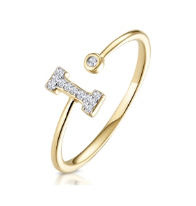 Diamond Initial 'I' Ring 0.07ct set in 9K Gold SIZE P