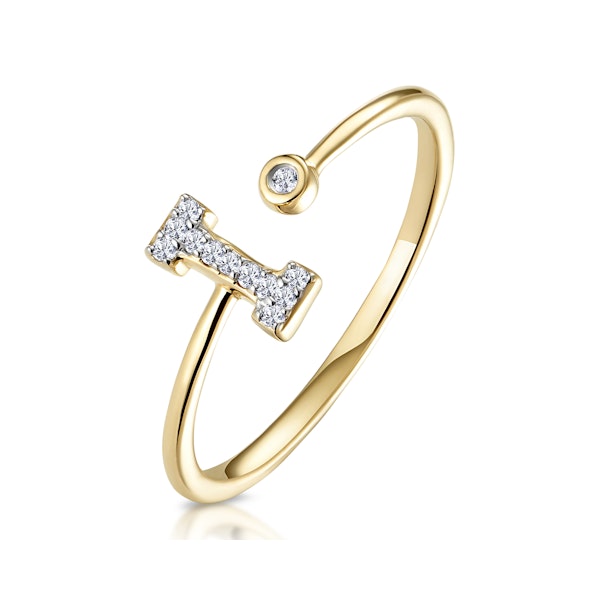 Diamond Initial 'I' Ring 0.07ct set in 9K Gold SIZE P - Image 1
