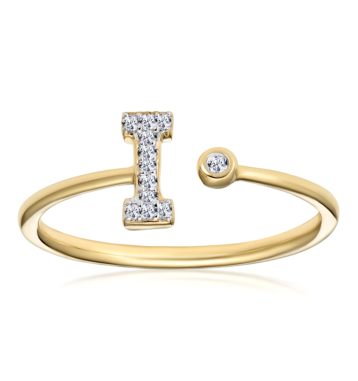 Diamond Initial Rings in 9K Gold and White Gold | TheDiamondStore™