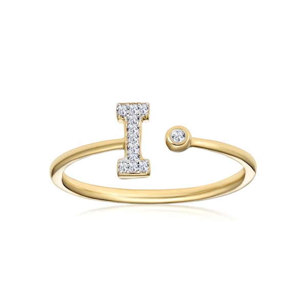 Diamond Initial 'I' Ring 0.07ct set in 9K Gold SIZE P - Image 2