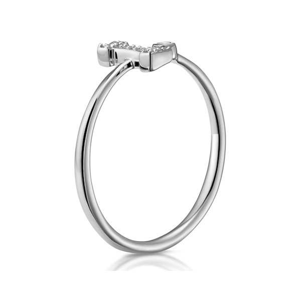 Diamond Initial 'I' Ring 0.07ct set in 9K White Gold SIZE K - Image 3