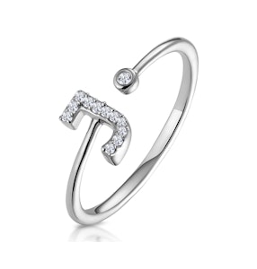 Lab Diamond Initial 'J' Ring 0.07ct Set in 925 Silver SIZE G1/2