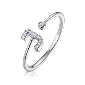 Lab Diamond Initial 'J' Ring 0.07ct Set in 925 Silver