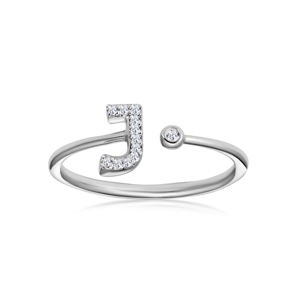 Lab Diamond Initial 'J' Ring 0.07ct Set in 925 Silver SIZE G1/2 - Image 2