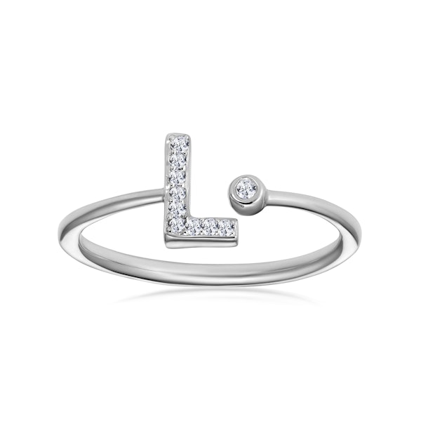 Lab Diamond Initial 'L' Ring 0.07ct Set in 925 Silver SIZES L P R - Image 2