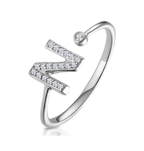 Lab Diamond Initial 'N' Ring 0.07ct Set in 925 Silver SIZE J K M O P Q R S