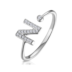 Lab Diamond Initial 'N' Ring 0.07ct Set in 925 Silver