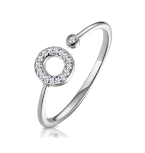 Diamond Initial 'O' Ring 0.07ct set in 9K White Gold SIZES AVAILABLE K M