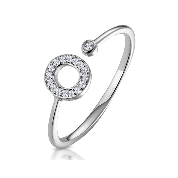 Diamond Initial 'O' Ring 0.07ct set in 9K White Gold SIZES AVAILABLE K M - Image 1