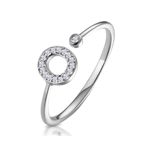 Diamond Initial 'O' Ring 0.07ct set in 9K White Gold SIZES AVAILABLE K M