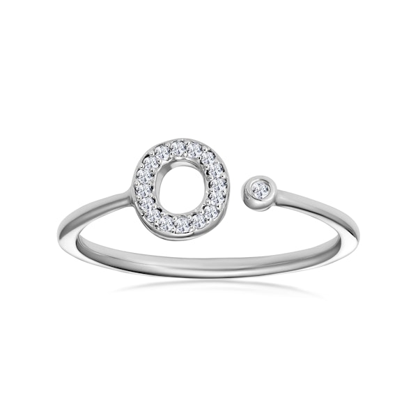 Diamond Initial 'O' Ring 0.07ct set in 9K White Gold SIZES AVAILABLE K M - Image 2
