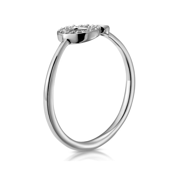 Diamond Initial 'O' Ring 0.07ct set in 9K White Gold SIZES AVAILABLE K M - Image 3
