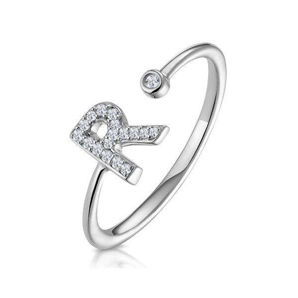 Lab Diamond Initial 'R' Ring 0.07ct Set in 925 Silver SIZE N O P Q R - Image 1