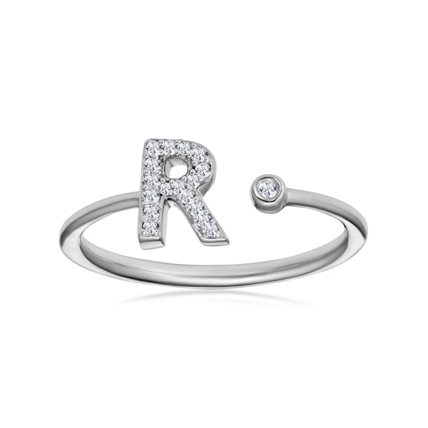 Lab Diamond Initial 'R' Ring 0.07ct Set in 925 Silver SIZE N O P Q R - Image 2